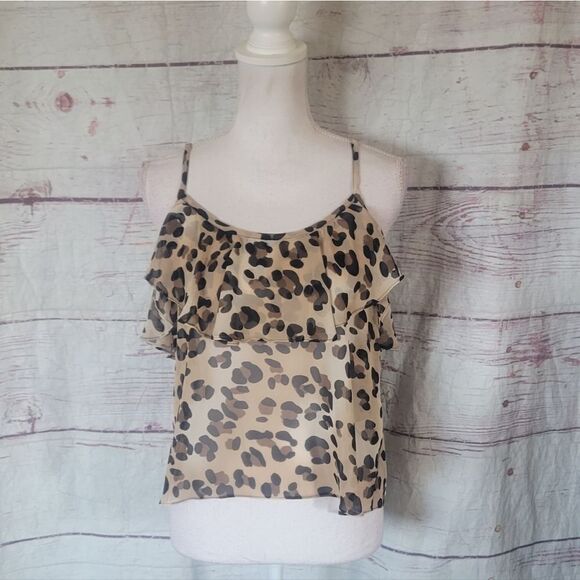 Show Me Your Mumu Leopard Ruffle Cami Size Medium - Picture 1 of 6